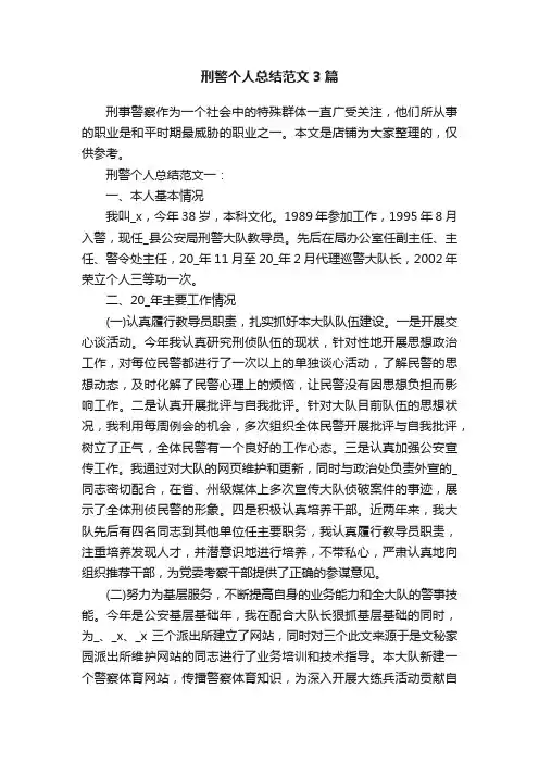 刑警个人总结范文3篇
