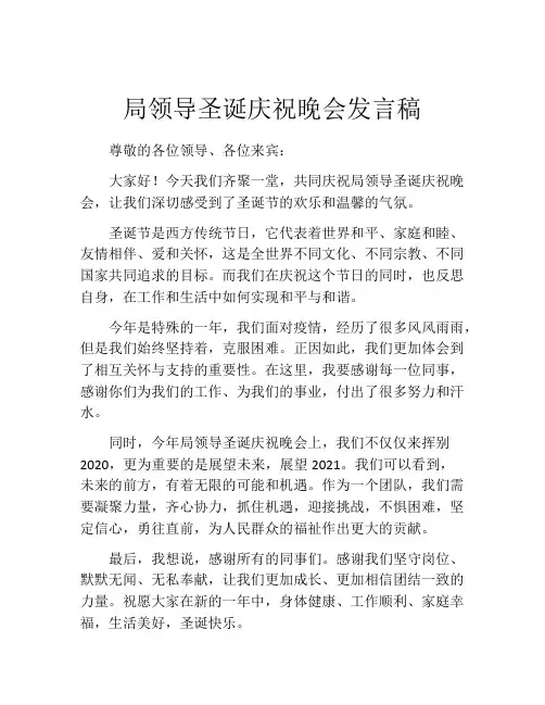 局领导圣诞庆祝晚会发言稿