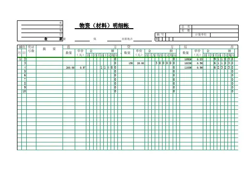 总账明细账电子模板