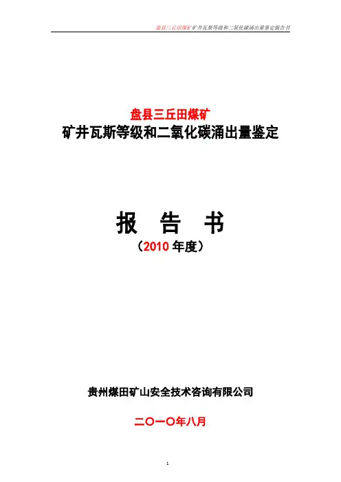2010年瓦斯和二氧化碳等级鉴定报告(新