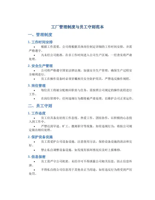 工厂管理制度与员工守则范本图片素材