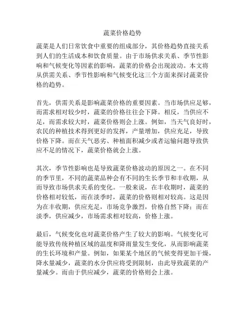 蔬菜价格趋势