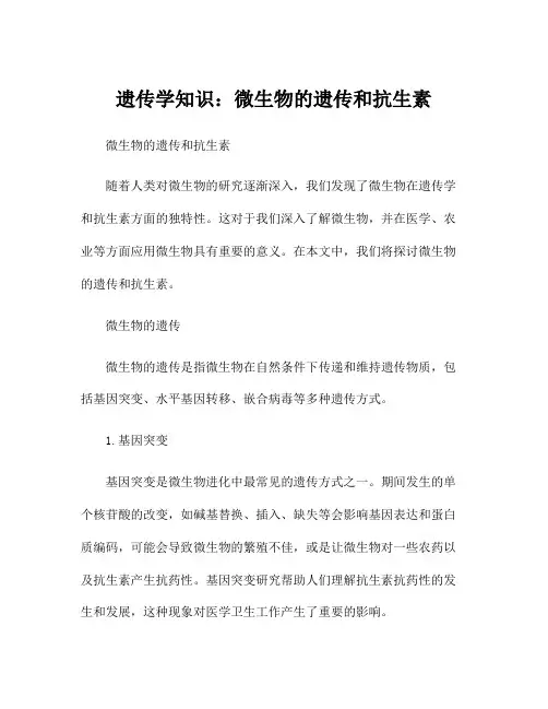遗传学知识：微生物的遗传和抗生素