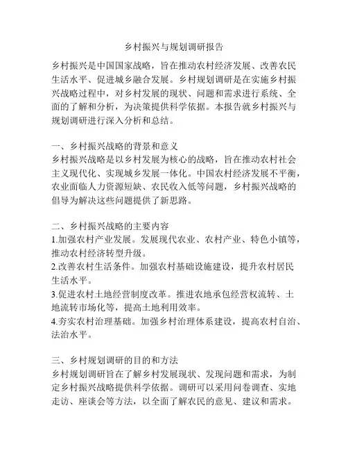 乡村振兴与规划调研报告