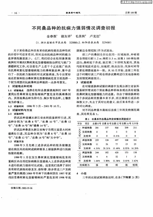 不同桑品种的抗病力强弱情况调查初报