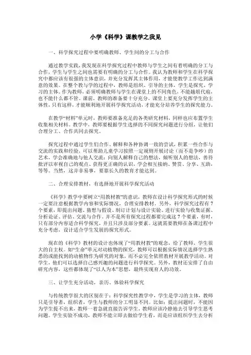 小学《科学》课教学之我见