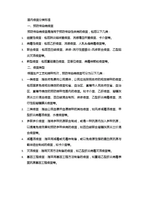 国内疫苗分类标准