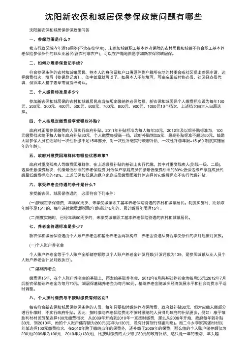 沈阳新农保和城居保参保政策问题有哪些