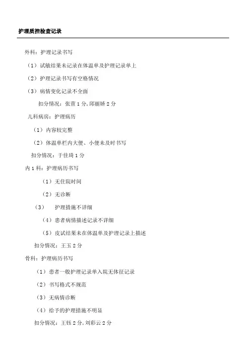护理质控检查记录