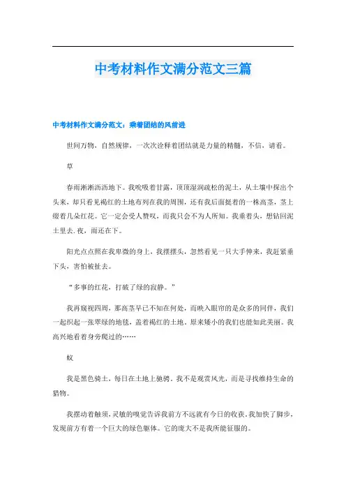 中考材料作文满分范文三篇