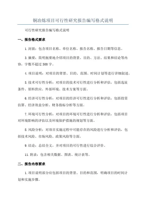 铜冶炼项目可行性研究报告编写格式说明