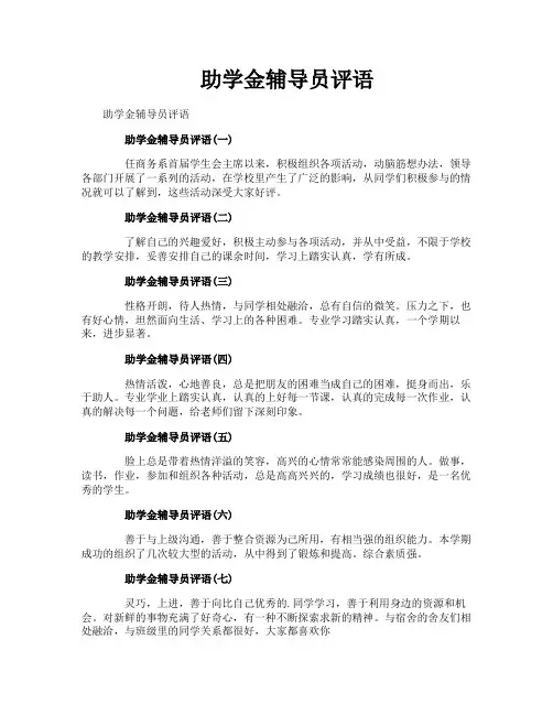 助学金辅导员评语