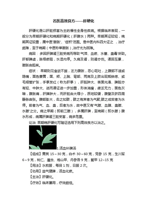 名医高效良方——肝硬化