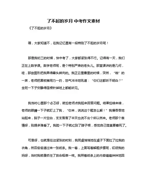 了不起的岁月 中考作文素材