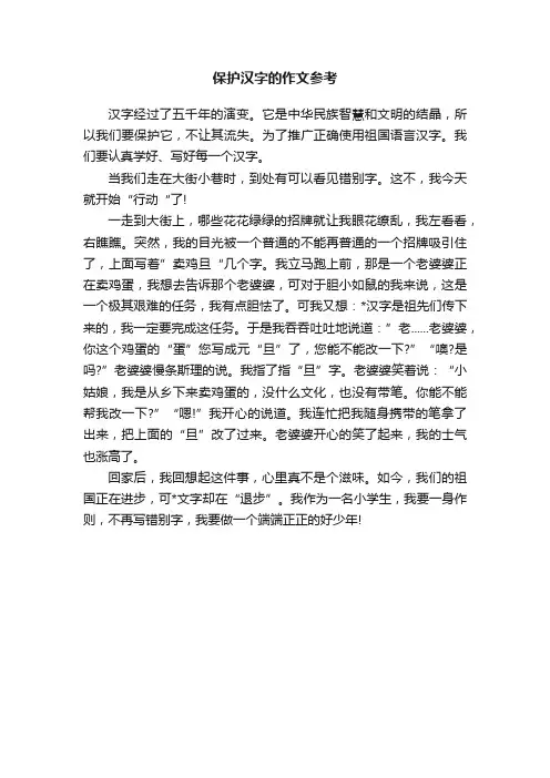 保护汉字的作文参考