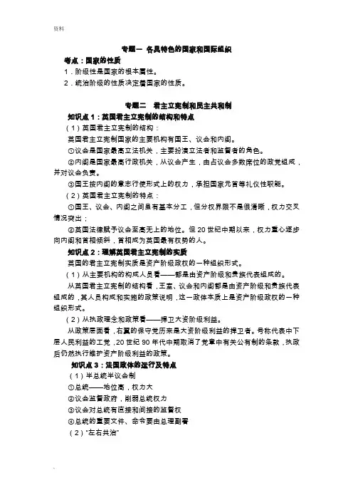 国家国际组织知识点整理