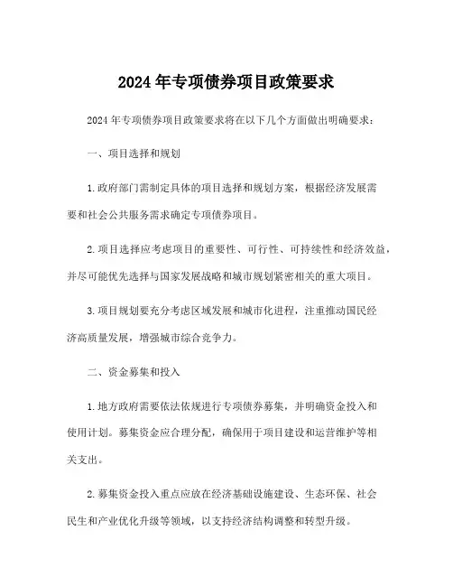 2024年专项债券项目政策要求