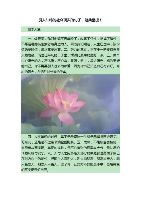引人共鸣的社会现实的句子，经典至极！