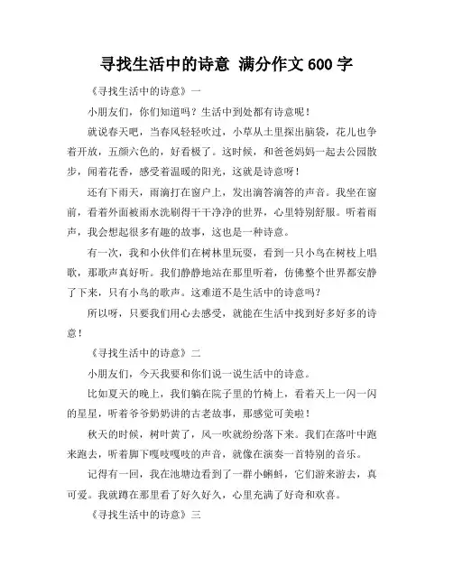 寻找生活中的诗意 满分作文600字