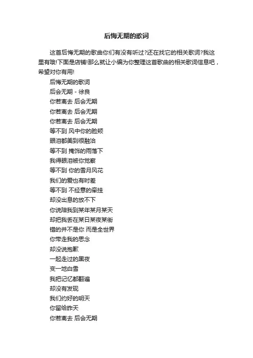 后悔无期的歌词