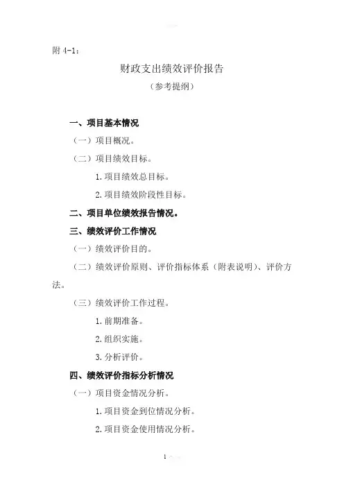 财政部绩效评价报告模板