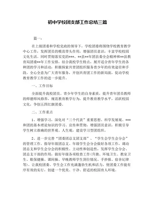 初中学校团支部工作总结三篇