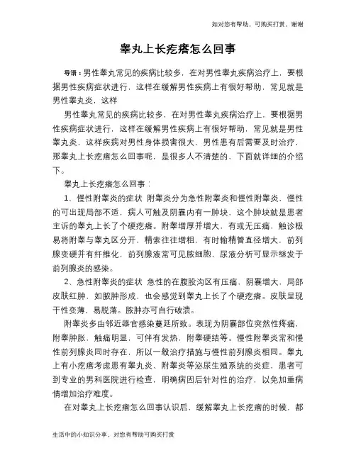 睾丸上长疙瘩怎么回事