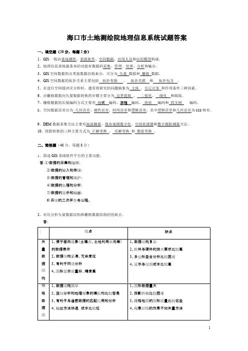 (完整版)GIS试题