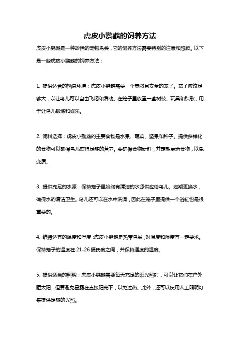 虎皮小鹦鹉的饲养方法