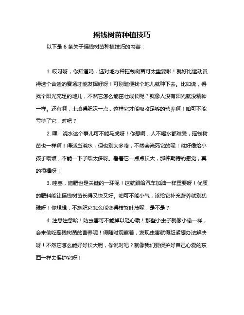 摇钱树苗种植技巧