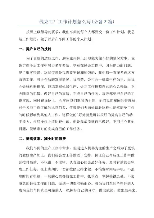 线束工厂工作计划怎么写(必备3篇)