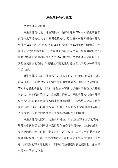 原生质体转化原理