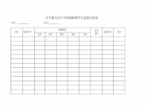 (完整版)台头镇大坨小学因病缺课学生追踪记录表