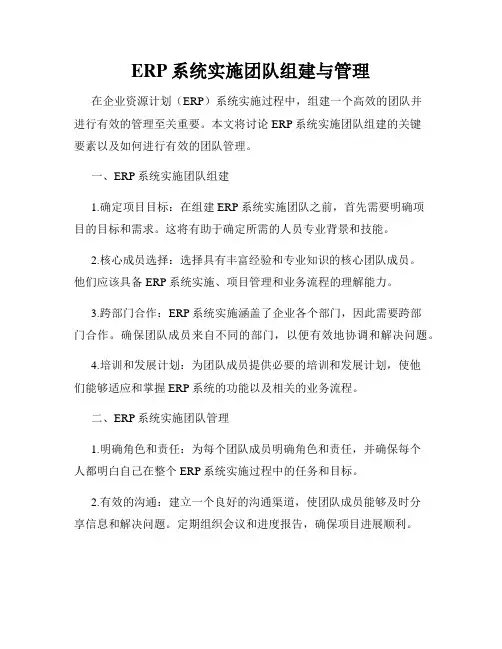 ERP系统实施团队组建与管理