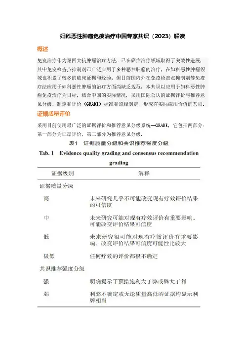 妇科恶性肿瘤免疫治疗中国专家共识(2023)解读