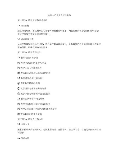 教师全员培训方工作计划