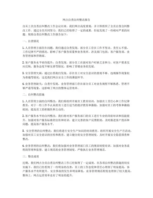 网点自查自纠整改报告