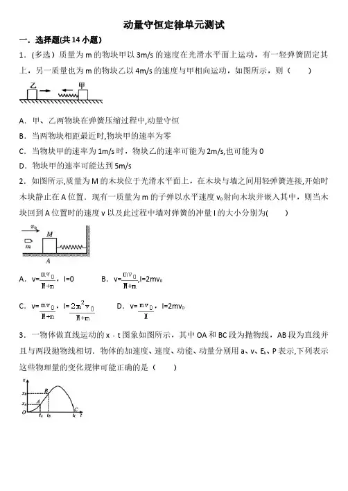 动量守恒定律单元检测附答案