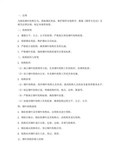 烟叶收购规章制度