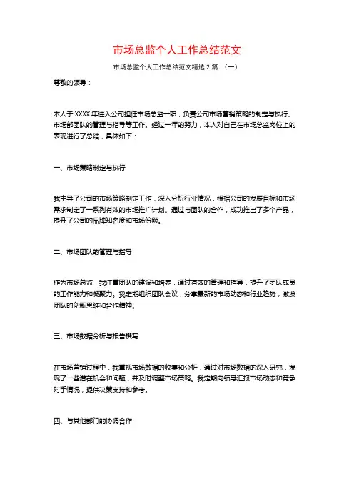 市场总监个人工作总结范文2篇