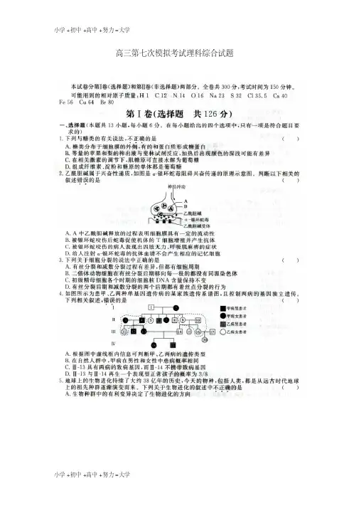 【推荐】高三理综第七次模拟考试试题(扫描版)