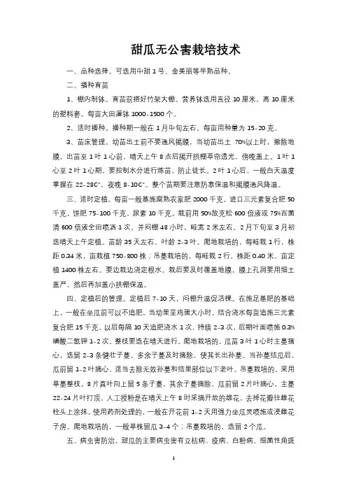 甜瓜无公害栽培技术