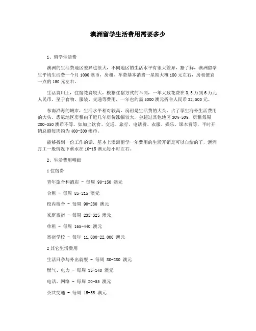澳洲留学生活费用需要多少