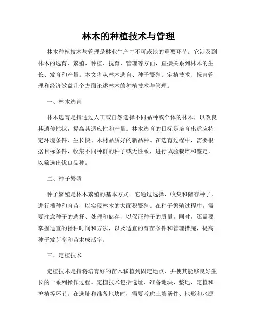 林木的种植技术与管理