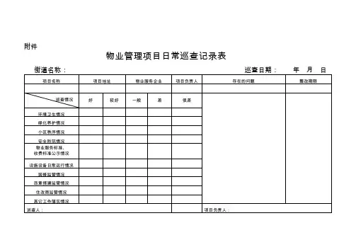 物业管理项目日常巡查记录表