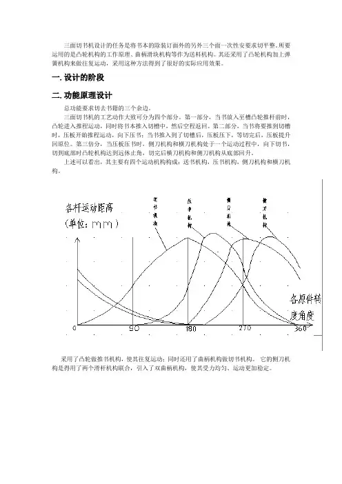 三面切书机设计的任务是将书本的除装订面外的另外三个面一次性安要求切平整