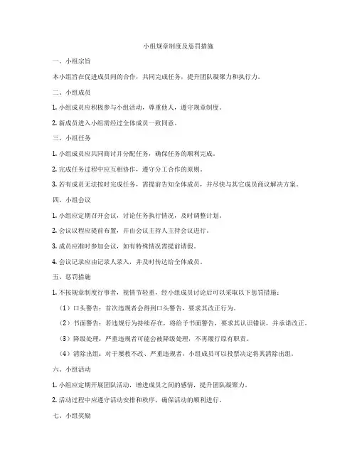 小组规章制度及惩罚措施