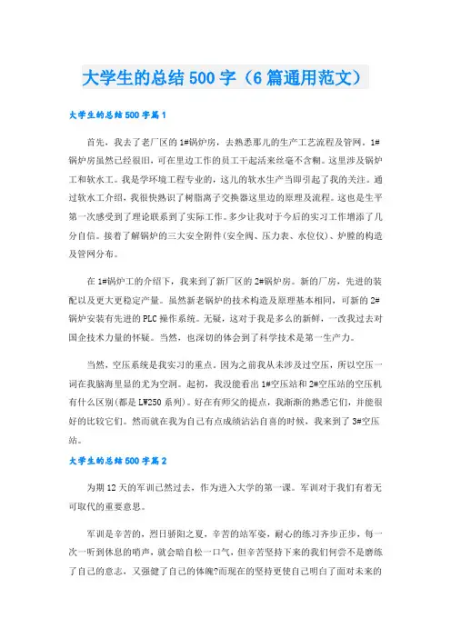 大学生的总结500字(6篇通用范文)
