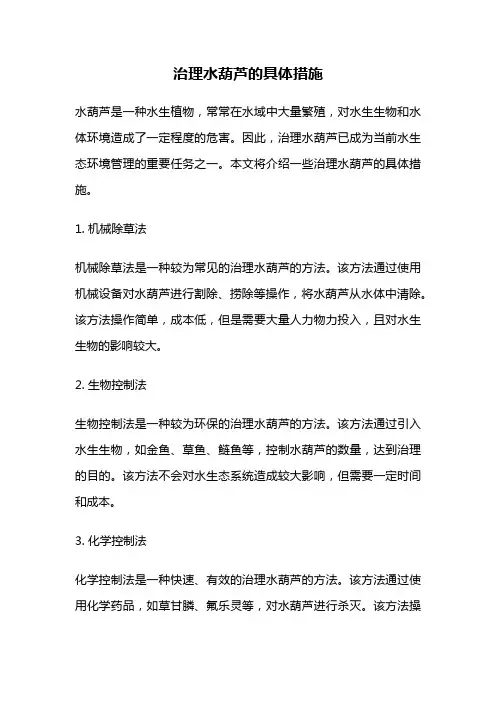 治理水葫芦的具体措施