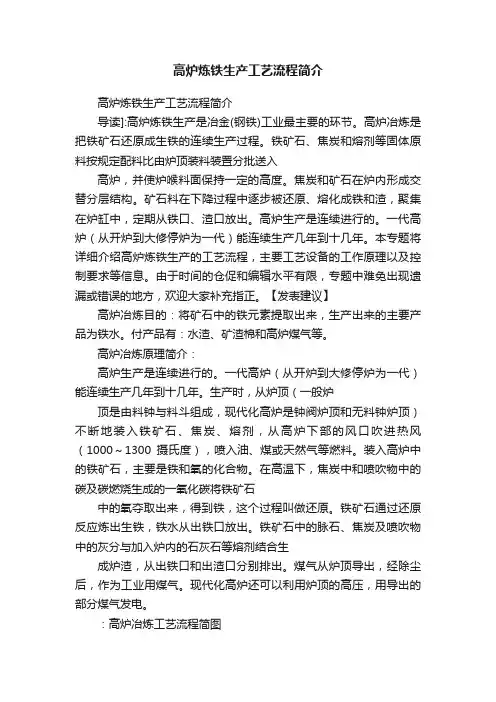 高炉炼铁生产工艺流程简介